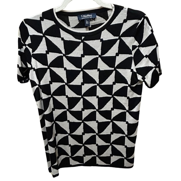 S MaxMara Pure New Wool Black & Cream Cardigan - Size M - Picture 5 of 8